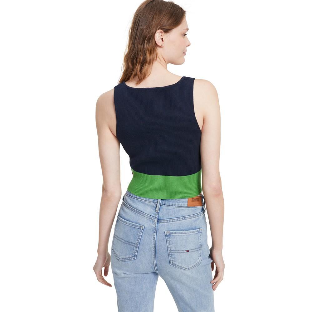 商品Tommy Jeans|Cotton Cropped Colorblocked Sweater Tank Top,价格¥132,第4张图片详细描述