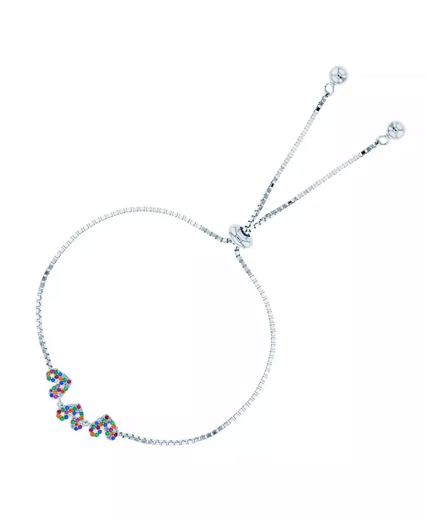 商品Macy's|Cubic Zirconia Micro Pave Triple Hearts Adjustable Bolo Bracelet in Sterling Silver (Also in 14k Gold Over Silver),价格¥209,第1张图片