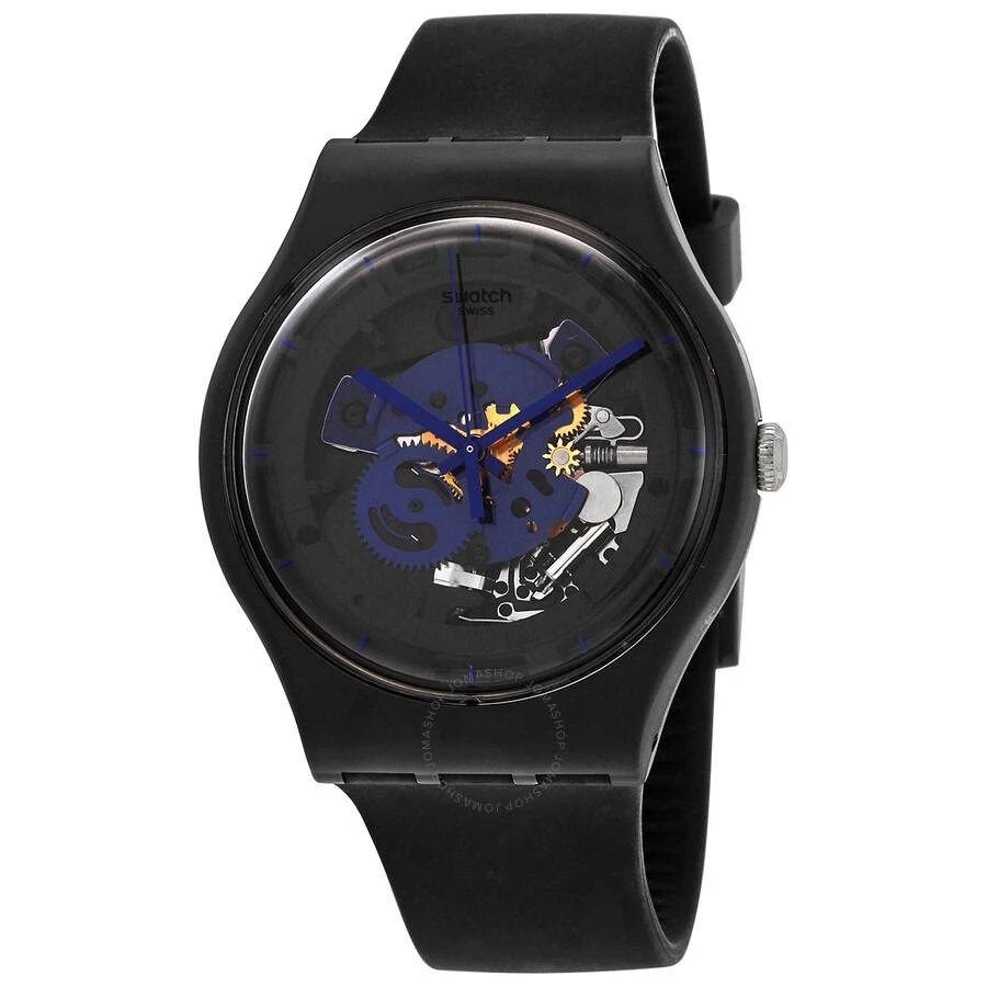 商品Swatch|Swatch Time To Blue Big Quartz BlackSkeleton Dial Unisex Watch SO32B109,价格¥559,第1张图片