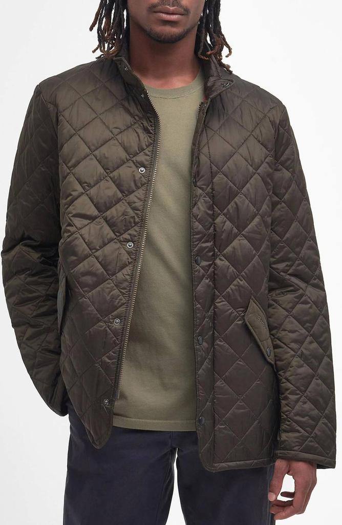 Leichte, gefütterte Chelsea-Steppjacke in Olivgrün image 2