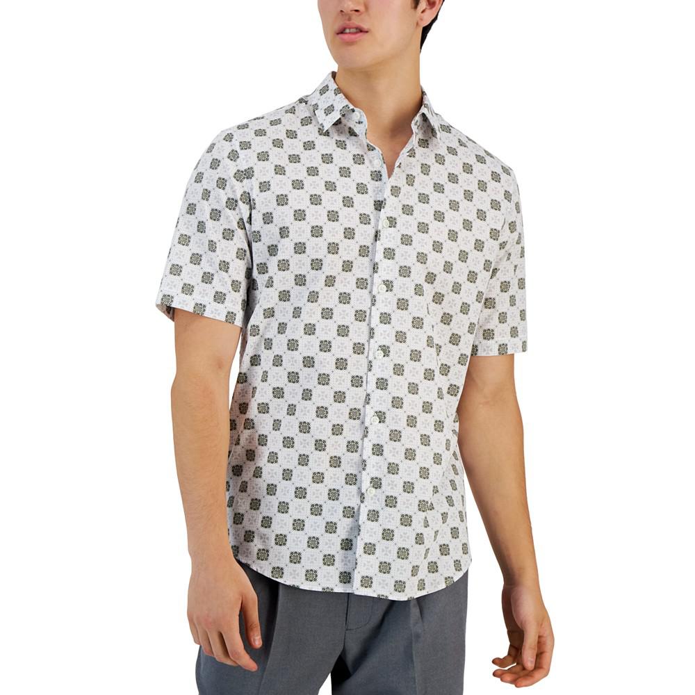 Men's Abello Medallion Print Button-Front Short-Sleeve Shirt, Created for Macy's商品第1张图片规格展示
