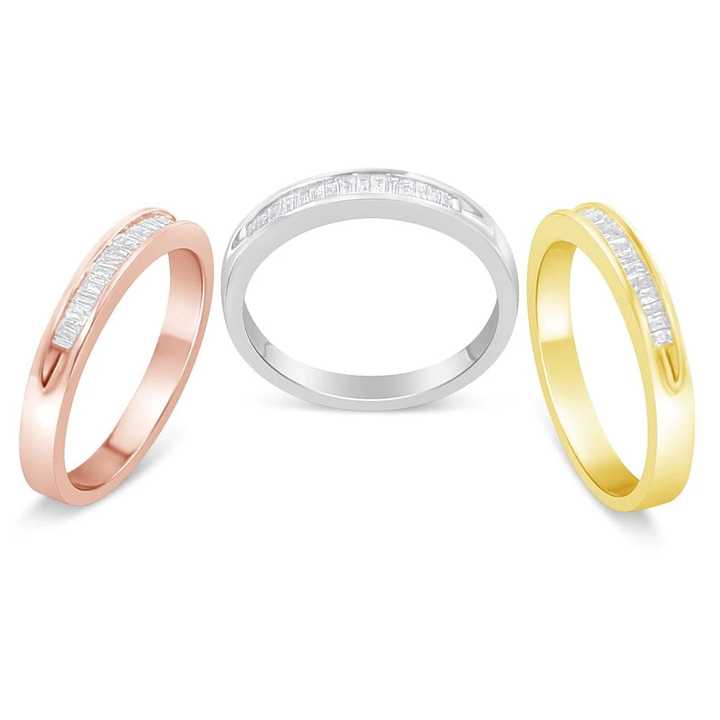 商品Haus of Brilliance|10K Yellow, White and Rose Gold over .925 Sterling Silver 5/8 Cttw Diamond Channel-Set Stackable Band Ring Set,价格¥3339,第4张图片详细描述