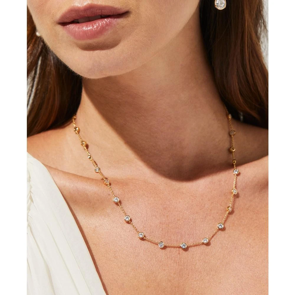 商品Eliot Danori|18k Gold-Plated Cubic Zirconia Station Necklace, 15" + 3" extender, Created For Macy's,价格¥657,第2张图片详细描述