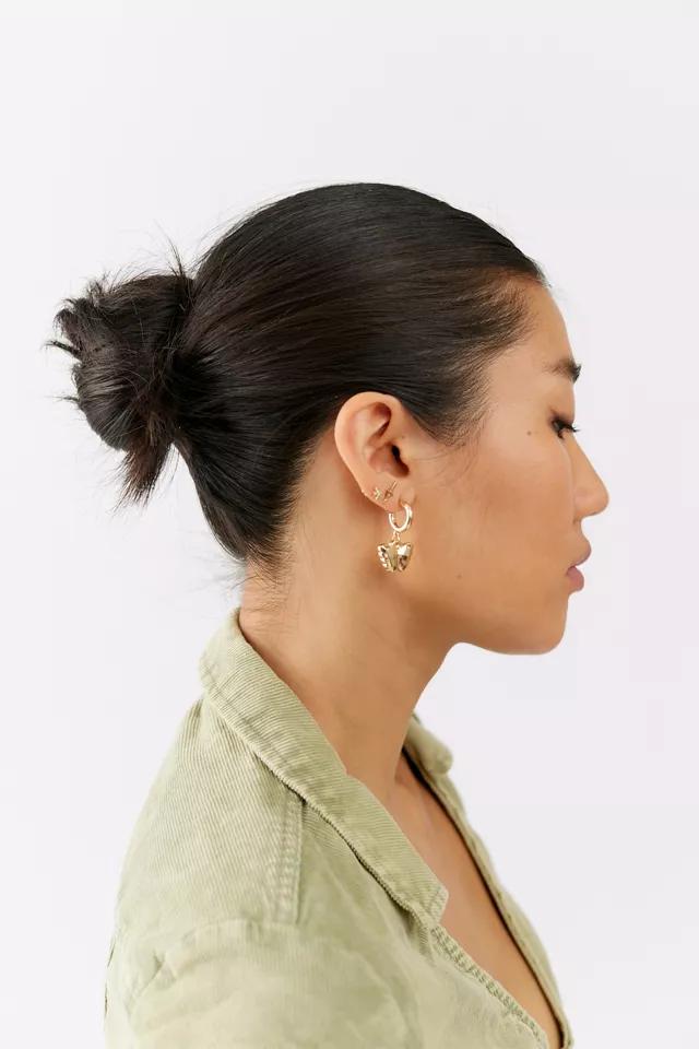 Puffy Icon Charm Hoop Earring Set商品第2张图片规格展示