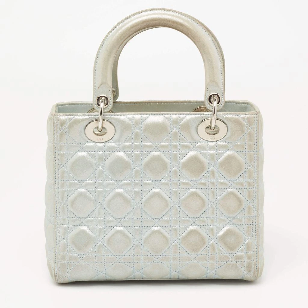 商品[二手商品] Dior|Dior Light Blue Shimmer Suede Medium Lady Dior Tote,价格¥12729,第4张图片详细描述