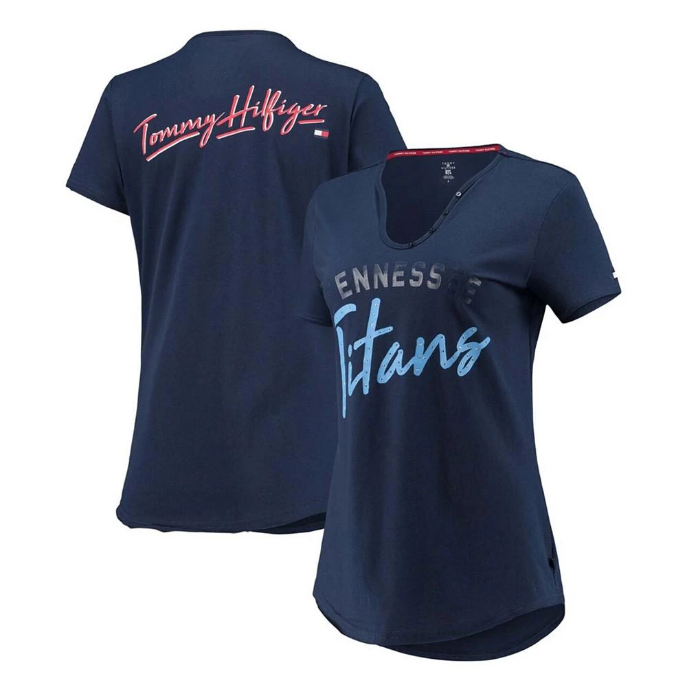 商品Tommy Hilfiger|Women's Navy Tennessee Titans Riley V-Neck T-shirt,价格¥262,第1张图片