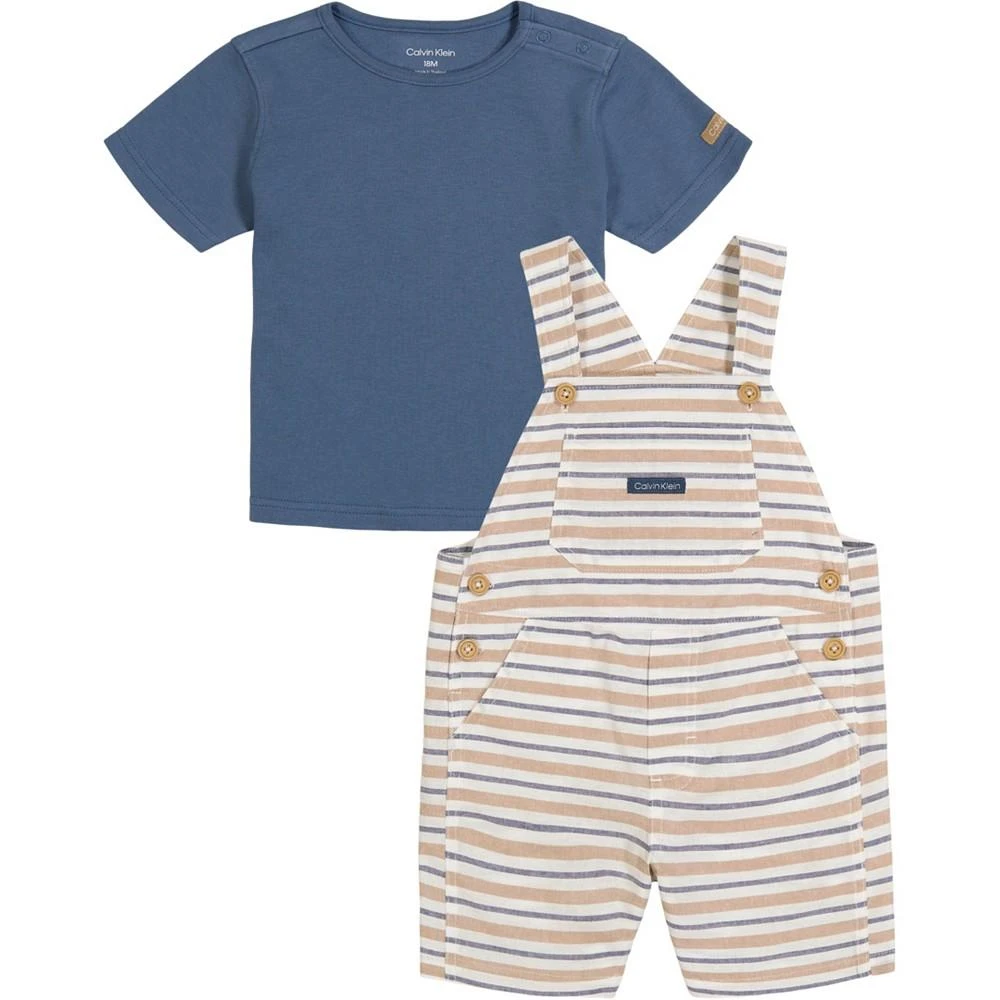 商品Calvin Klein|Baby Boys Striped Shortalls and T-shirt Set, 2 Piece Set,价格¥278,第1张图片