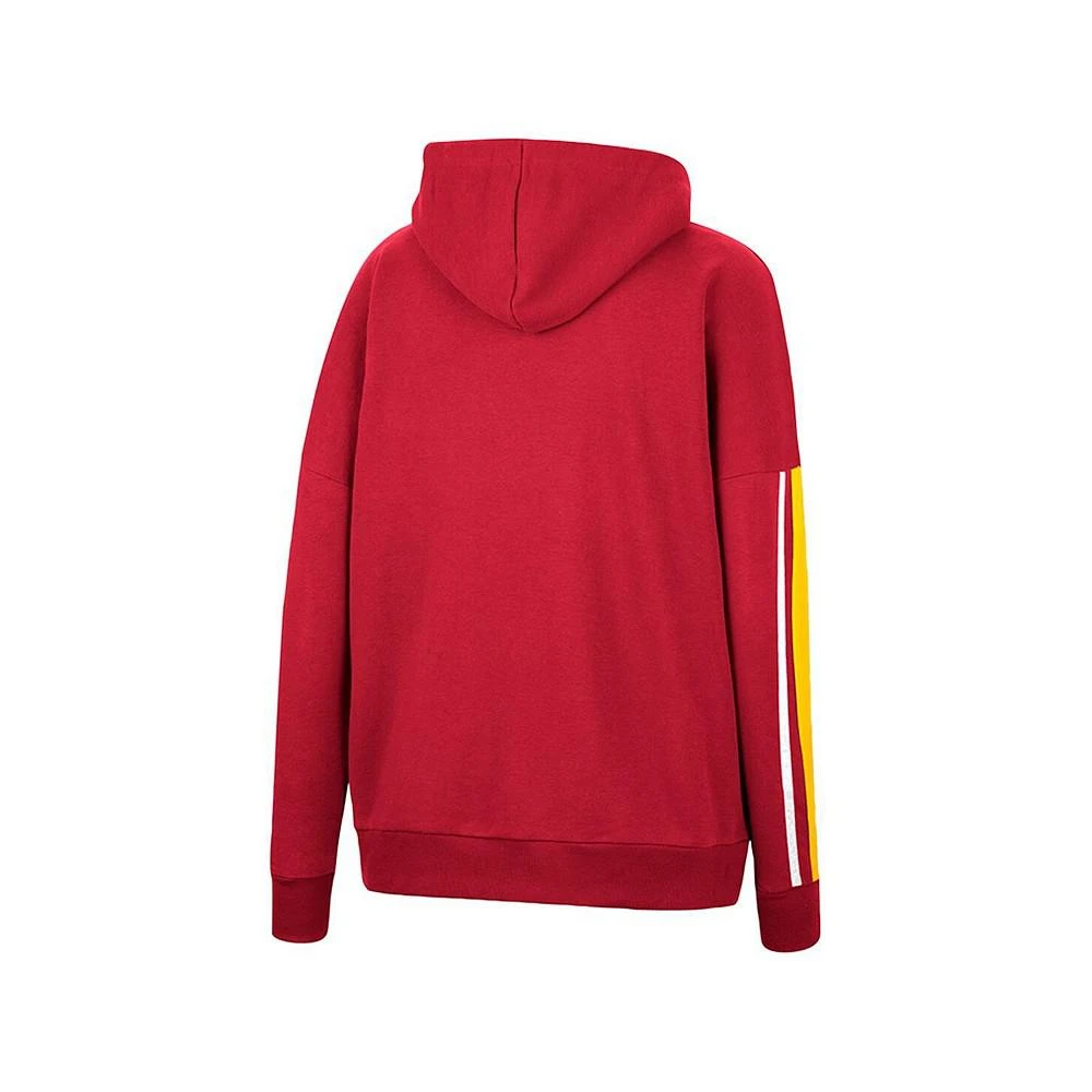 商品Colosseum|Women's Cardinal USC Trojans Serena Oversized Sleeve Striping V-Neck Pullover Hoodie,价格¥391,第2张图片详细描述