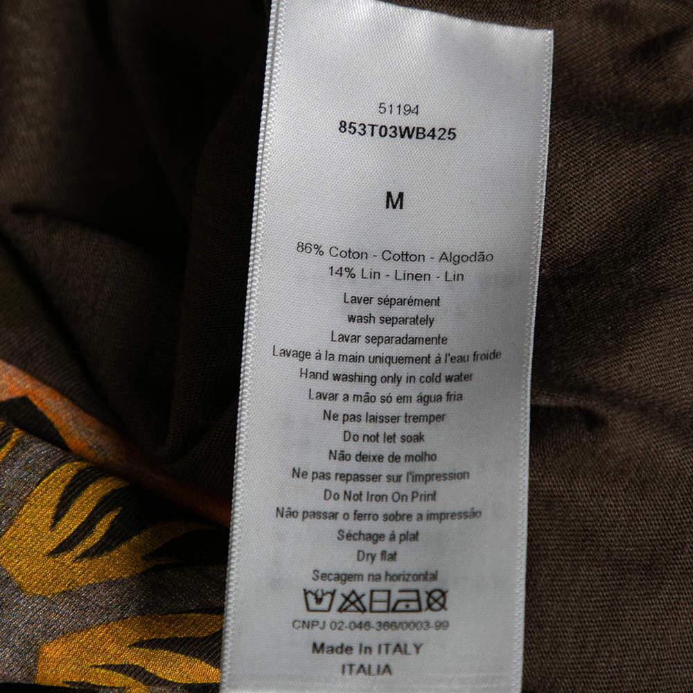 Dior Brown Printed Cotton Short Sleeve T-Shirt M商品第6张图片规格展示