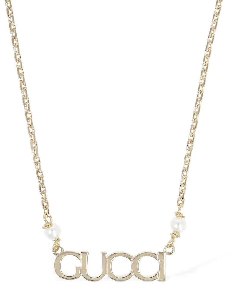 商品Gucci|Gucci Lettering Brass & Crystal Necklace,价格¥4207,第2张图片详细描述