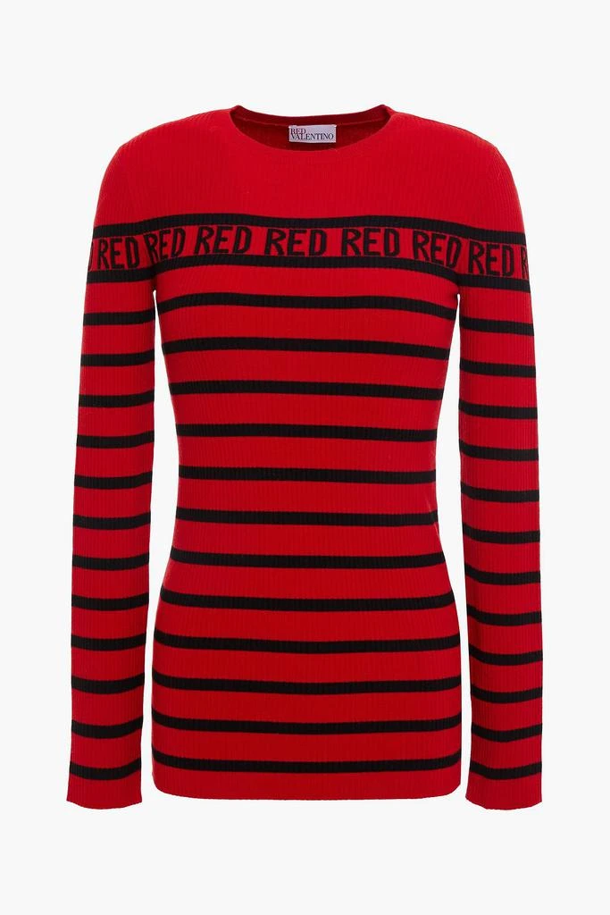 商品RED Valentino|Ribbed striped intarsia-knit sweater,价格¥929,第1张图片