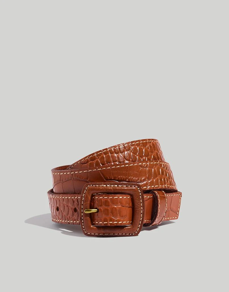 商品Madewell|Croc-Embossed Leather Covered Buckle Belt,价格¥102,第1张图片