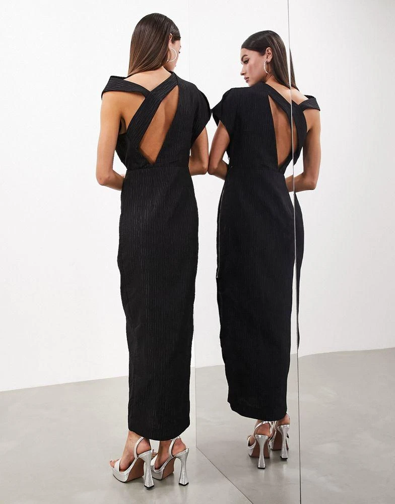 商品ASOS|ASOS EDITION statement textured high neck sleeveless maxi dress in black,价格¥1181,第2张图片详细描述