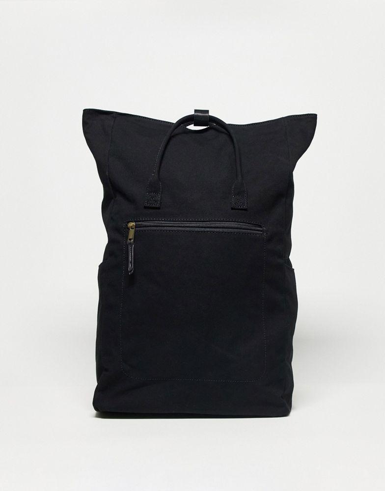 ASOS DESIGN canvas backpack with laptop compartment in black商品第1张图片规格展示