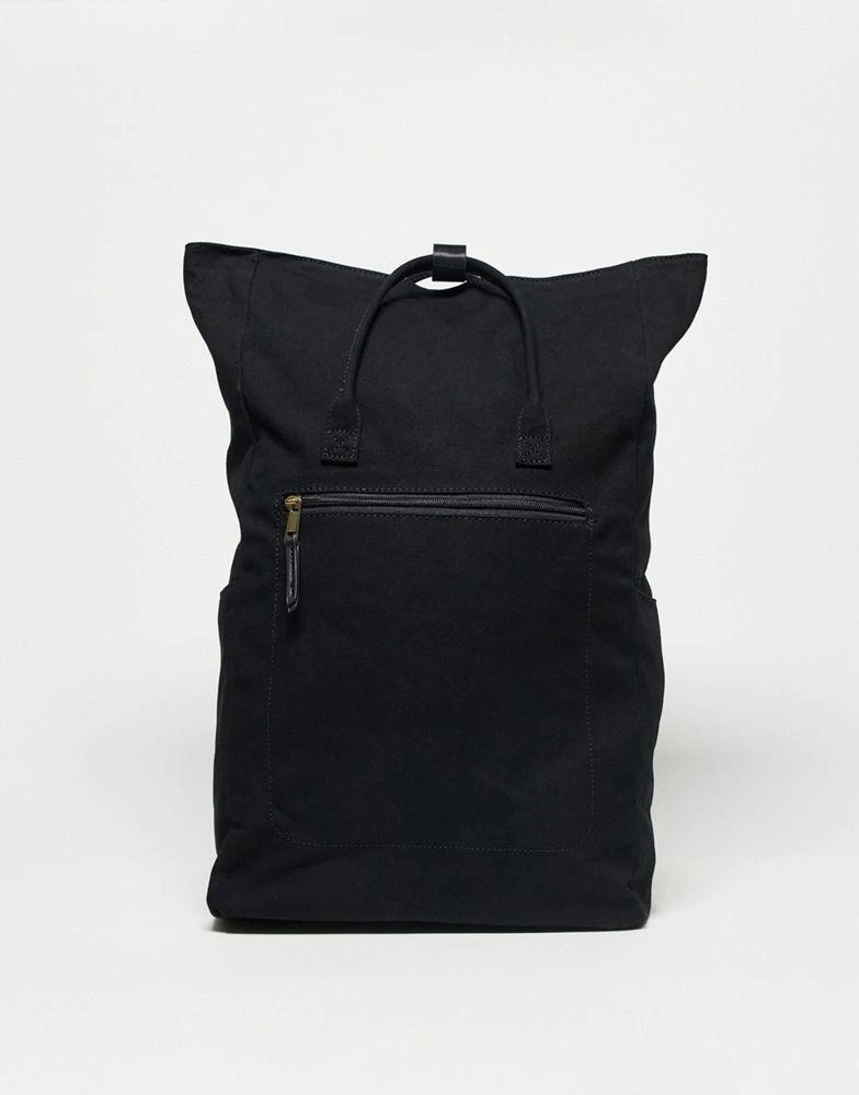 商品ASOS|ASOS DESIGN canvas backpack with laptop compartment in black,价格¥143,第1张图片