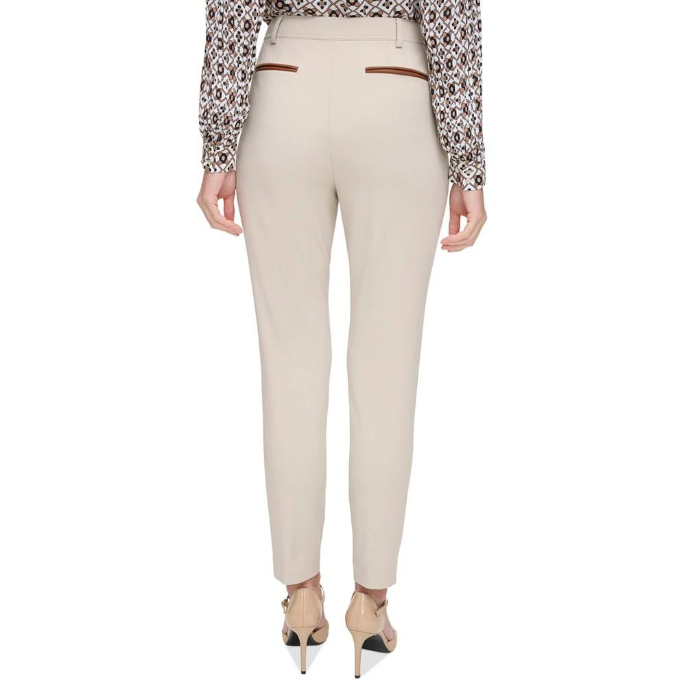 商品Tommy Hilfiger|Women's Faux-Leather-Trimmed Mid Rise Slim-Leg Pants,价格¥897,第2张图片详细描述