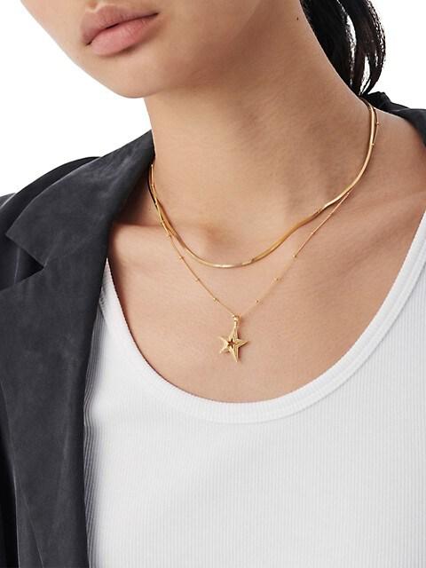 18K Yellow Gold Vermeil Star Pendant Necklace商品第3张图片规格展示