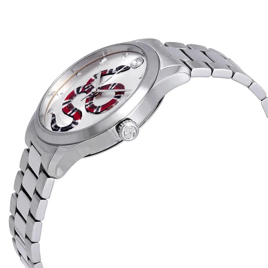 商品Gucci|G-Timeless Silver Dial with Snake Motif Stainless Steel Watch YA1264076,价格¥6025,第2张图片详细描述