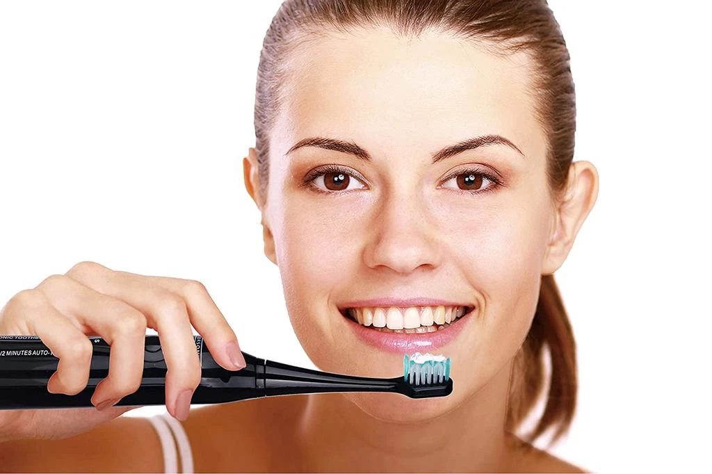 商品PURSONIC|Deluxe Plus Sonic Rechargeable Toothbrush with built in UV sanitizer and bonus 12 brush heads included, Black,价格¥316,第2张图片详细描述