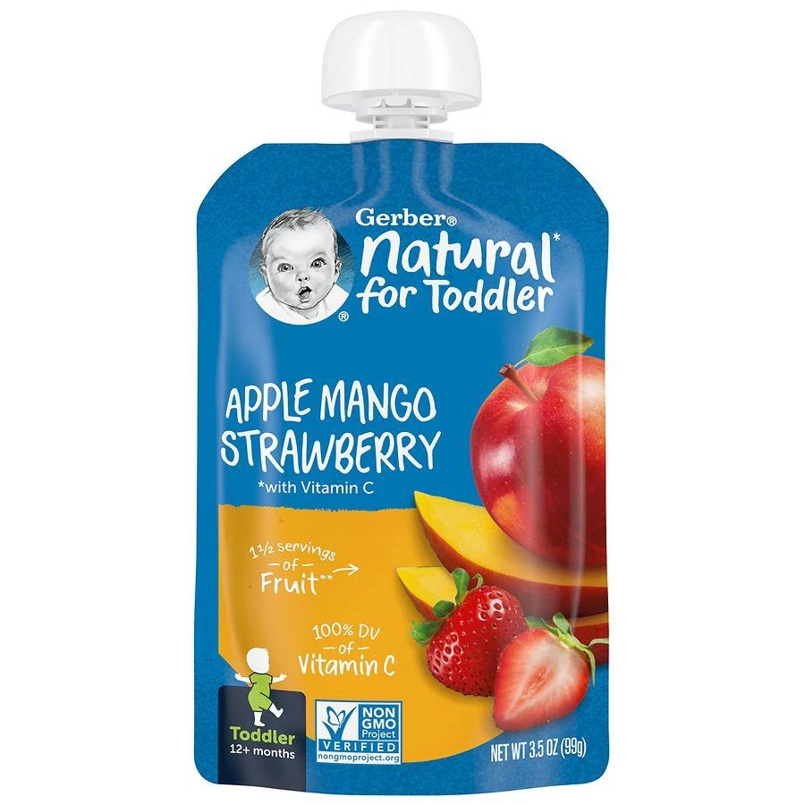 商品Gerber|Natural for Toddler Food Pouches Apple Mango Strawberry,价格¥19,第1张图片