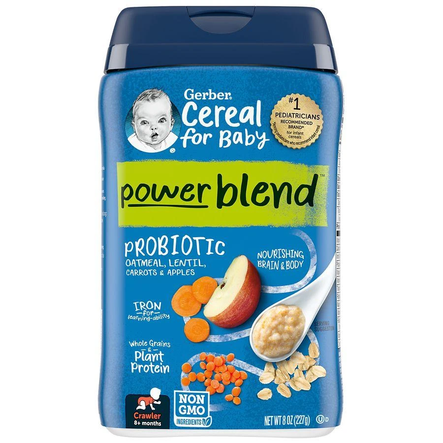 商品Gerber|Power Blend Probiotic Cereal for Baby Oat Lentil Carrot Apple,价格¥38,第1张图片