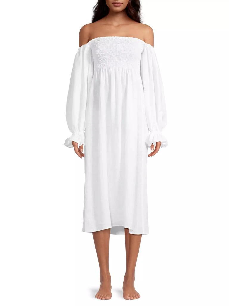 商品Sleeper|Atlanta Smocked Linen Dress,价格¥961,第3张图片详细描述