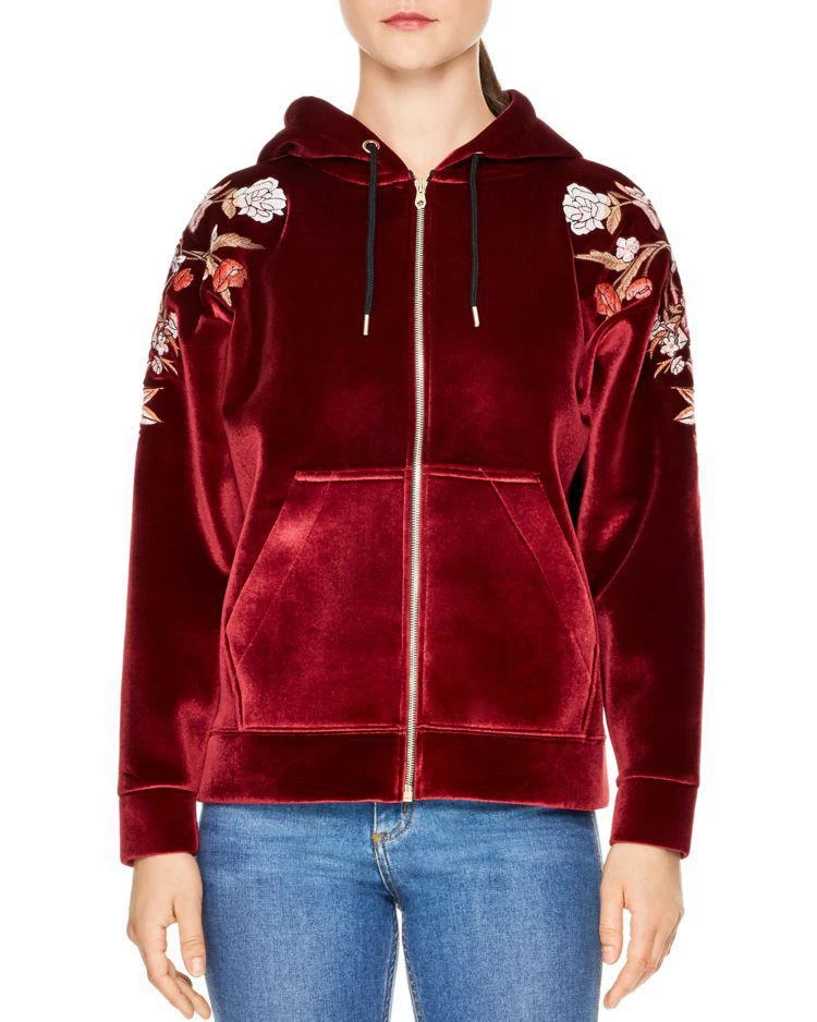 商品Sandro|Ginger Embellished Velvet Hoodie,价格¥2110,第1张图片