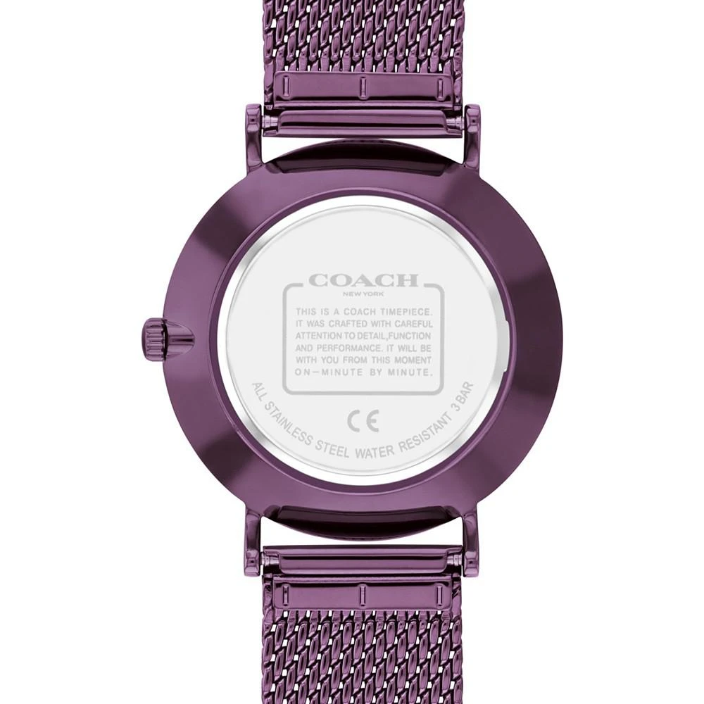 商品Coach|Women's Perry Purple Stainless Steel Mesh Bracelet Watch,价格¥1315,第3张图片详细描述