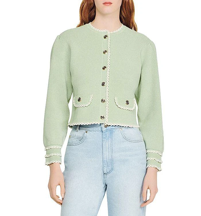 商品Sandro|Analouise Contrast Trim Cardigan,价格¥1447,第1张图片