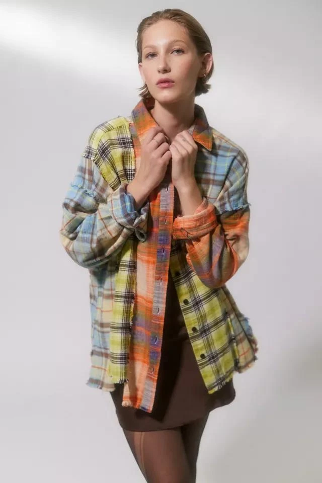 商品BDG|BDG Robbie Spliced Flannel Button-Down Shirt,价格¥38,第1张图片