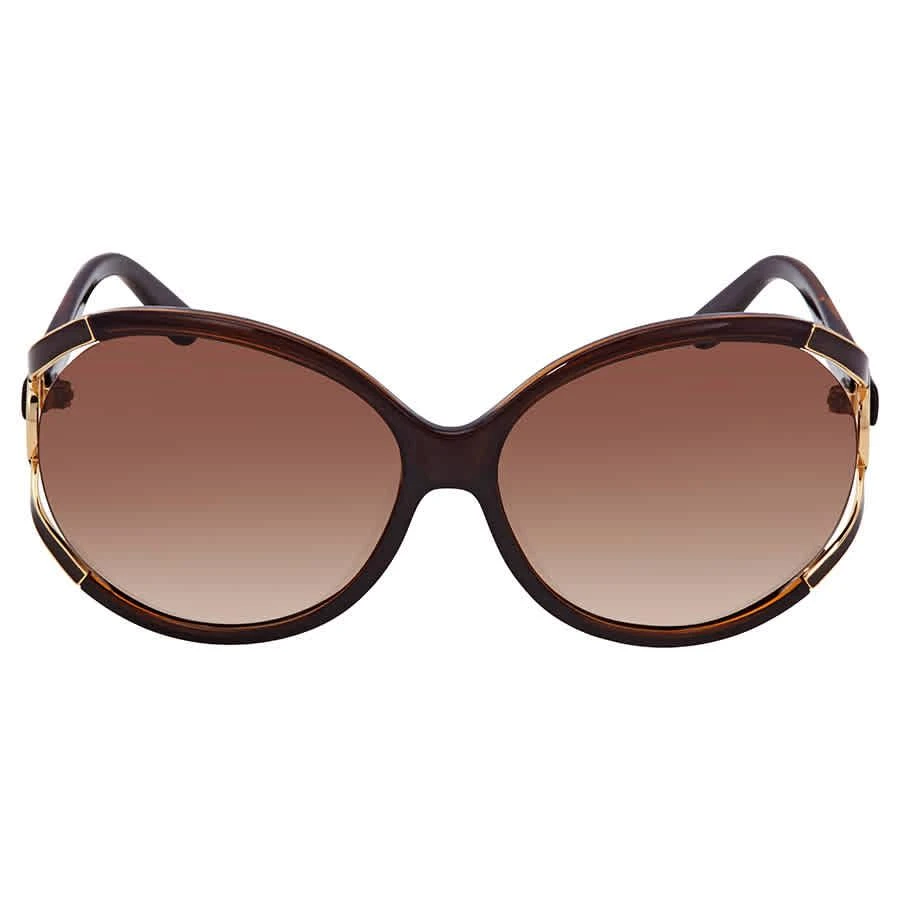 商品Salvatore Ferragamo|SF600S Brown Gradient Round Ladies Sunglasses SF600S 220 61,价格¥450,第1张图片