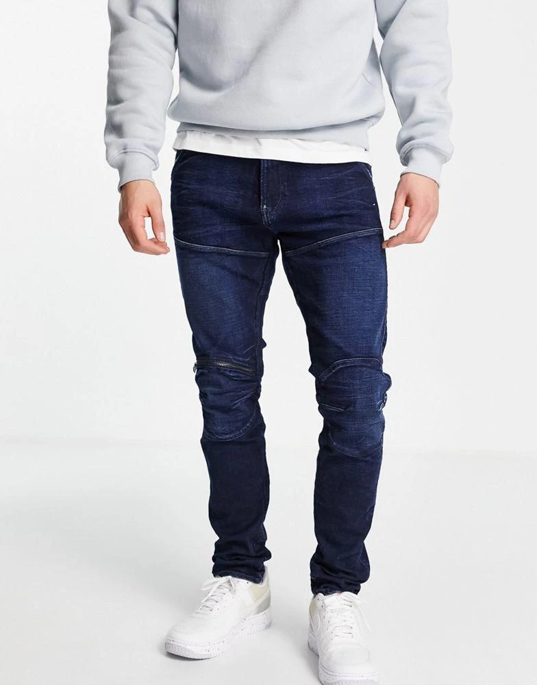 商品G-Star|G-Star 5620 3D Zip Knee Skinny jeans in dark wash,价格¥763,第3张图片详细描述