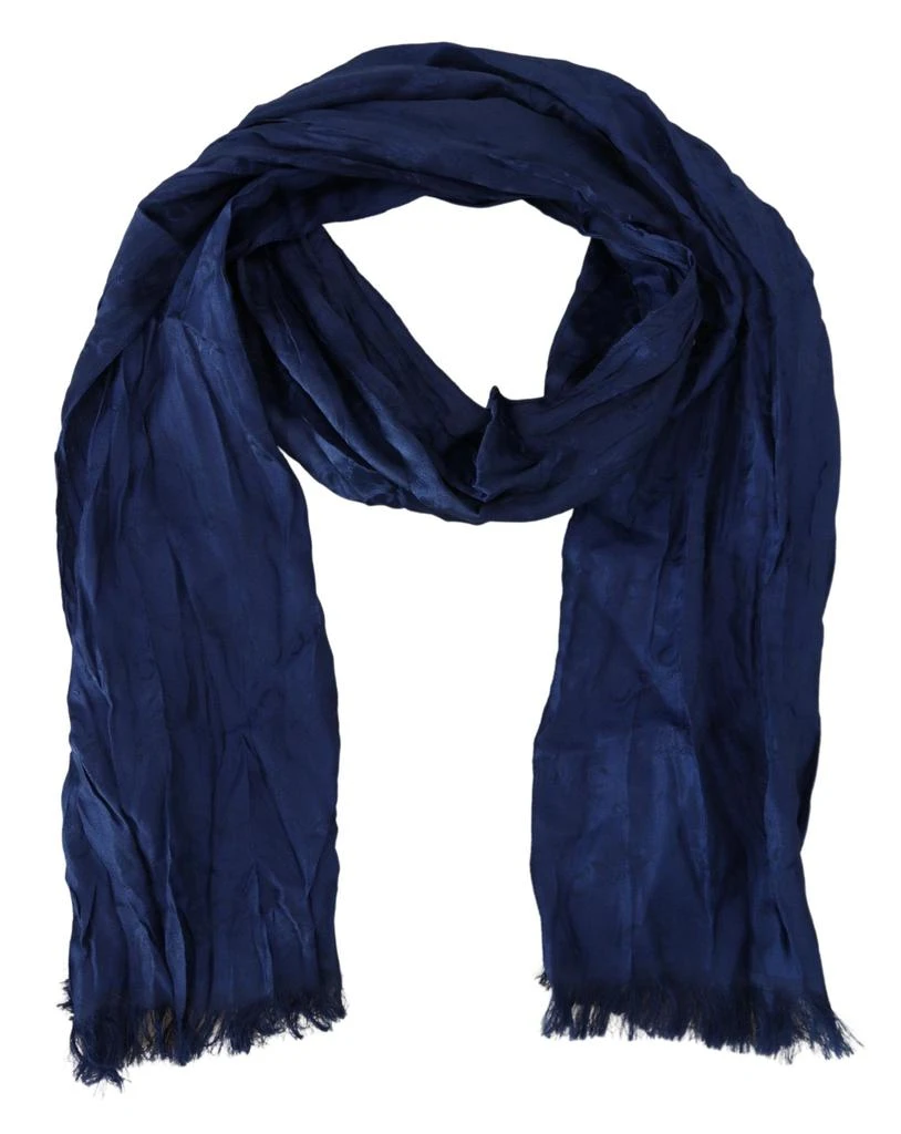 商品Costume National|Costume National Blue Silk Shawl Foulard Fringes Scarf,价格¥668,第3张图片详细描述