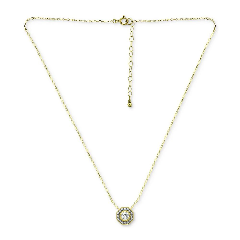 商品Giani Bernini|Cubic Zirconia Octagon Halo Pendant Necklace in 18k Gold-Plated Sterling Silver 16" + 2" extender, Created for Macy's,价格¥209,第3张图片详细描述