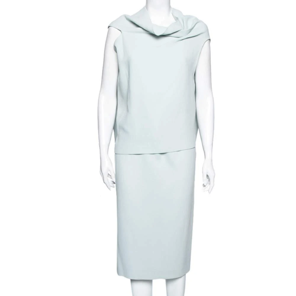 商品[二手商品] ROLAND MOURET|Roland Mouret Mint Green Wool Back Ruffle Detailed Top Skirt Suits M,价格¥2162,第1张图片