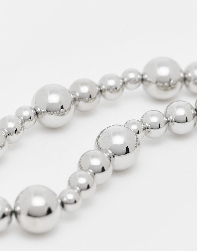 Reclaimed Vintage unisex bubble necklace in silver商品第3张图片规格展示