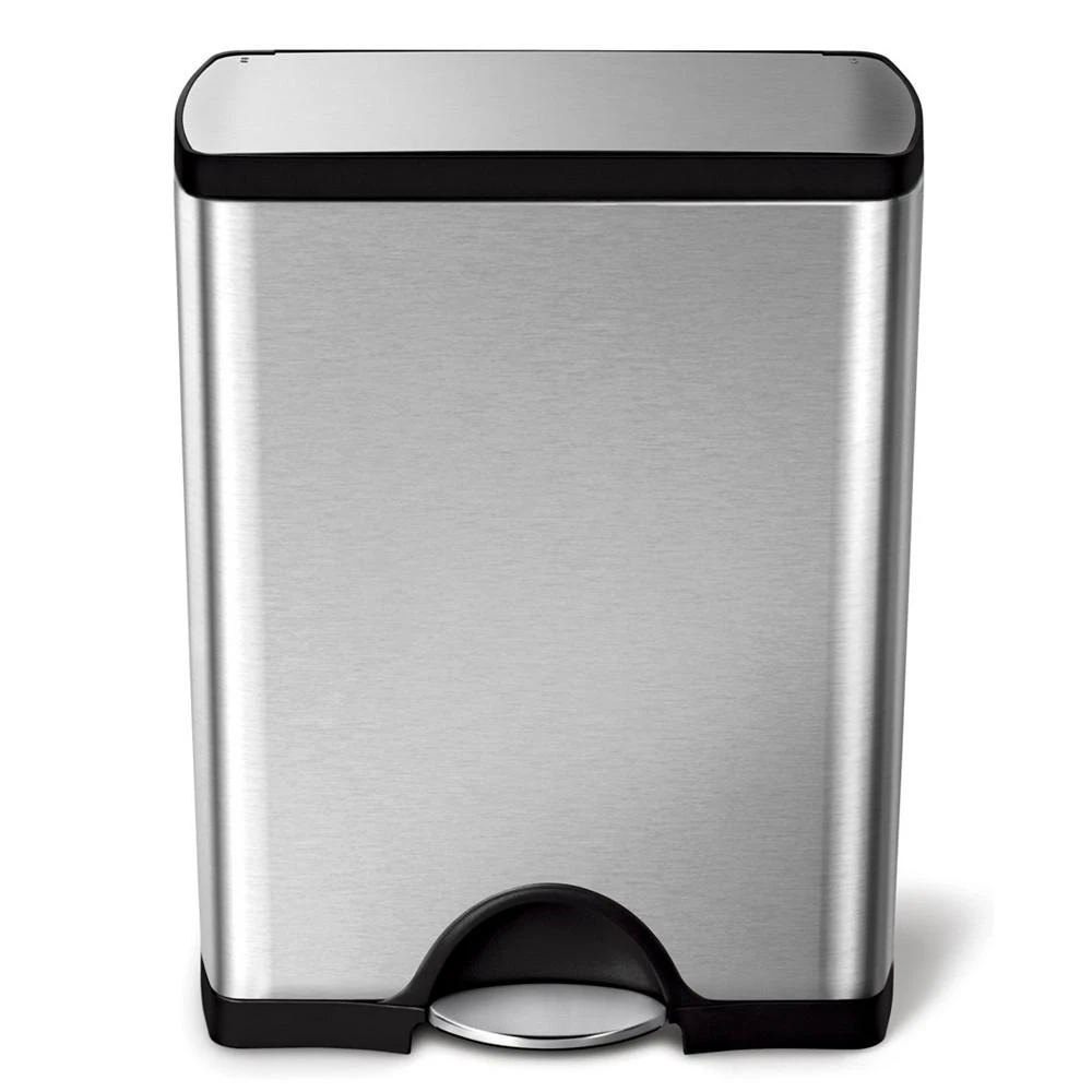 商品simplehuman|Brushed Stainless Steel 50 Liter Fingerprint Proof Rectangular Step Trash Can,价格¥641,第2张图片详细描述