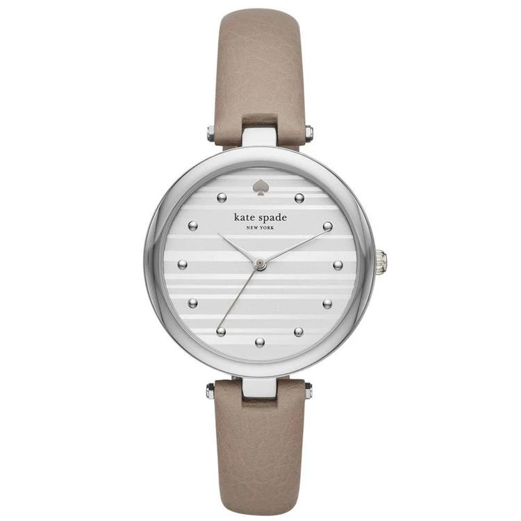 商品Kate Spade|Women's Varick Clocktower Gray Leather Strap Watch 36mm,价格¥1312,第1张图片