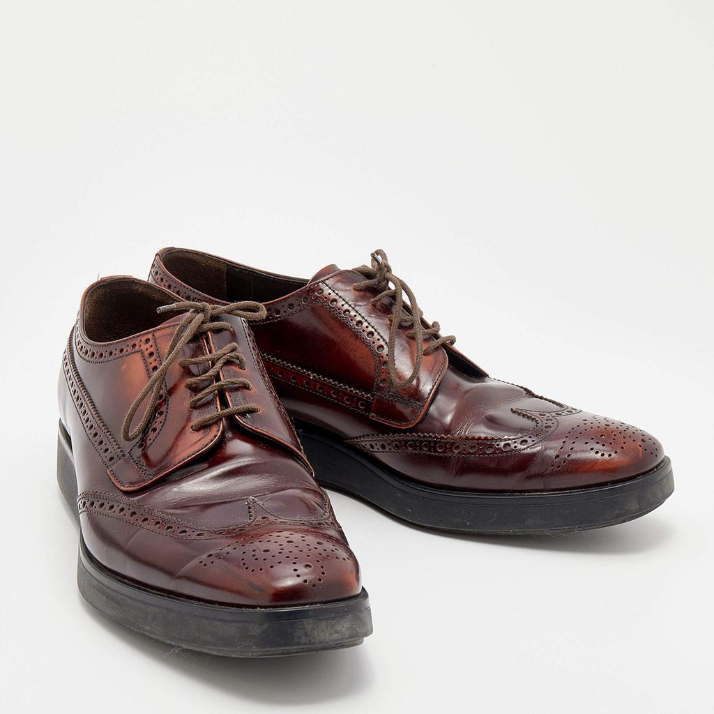 Prada Two Tone Brogue Leather Lace Up Derby Size 41商品第4张图片规格展示