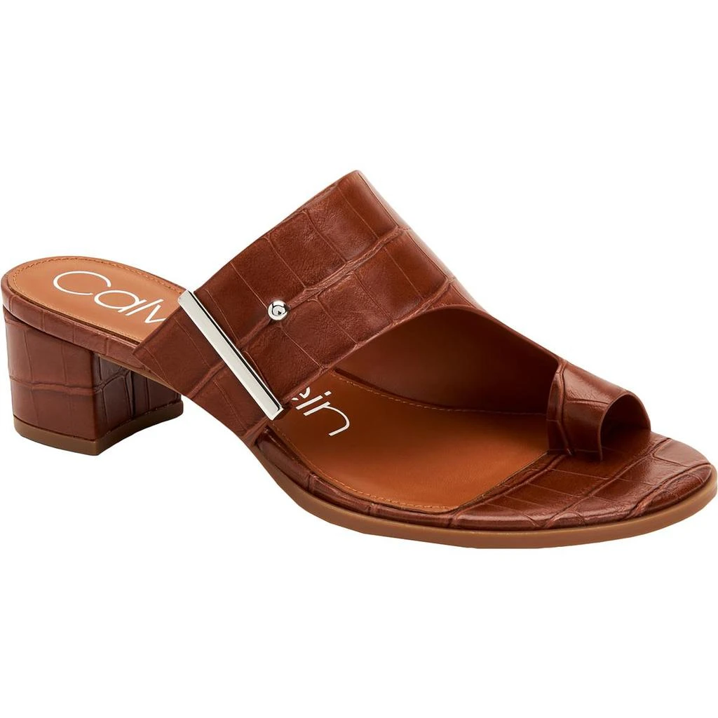 商品Calvin Klein|Calvin Klein Womens Daria Faux Leather Toe Loop Heel Sandals,价格¥402,第1张图片