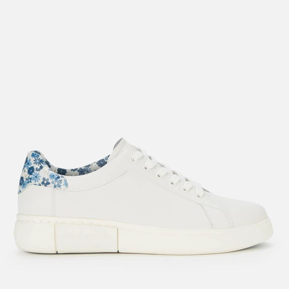商品Kate Spade|KATE SPADE NEW YORK WOMEN'S LIFT LEATHER FLATFORM TRAINERS - OPTIC WHITE/BLUE FLORAL,价格¥488,第1张图片