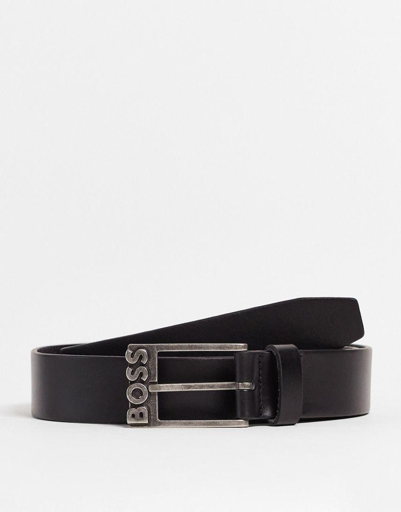BOSS Black Simo leather belt in black商品第1张图片规格展示