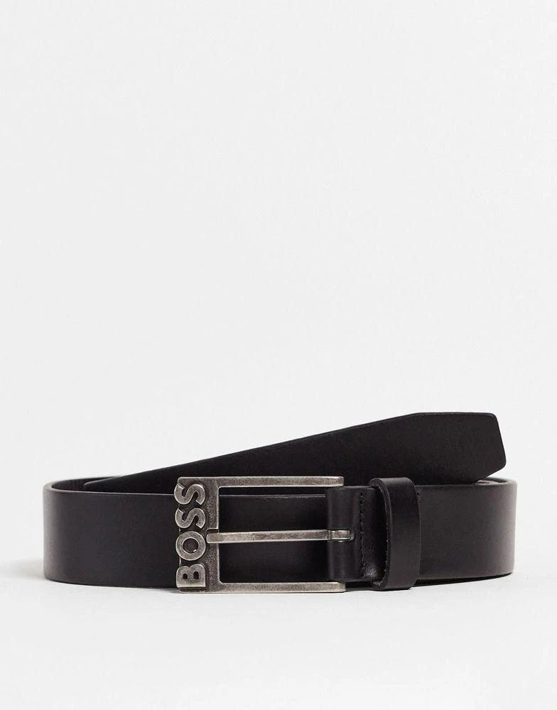 商品Hugo Boss|BOSS Orange Black Simo leather belt in black,价格¥317,第1张图片