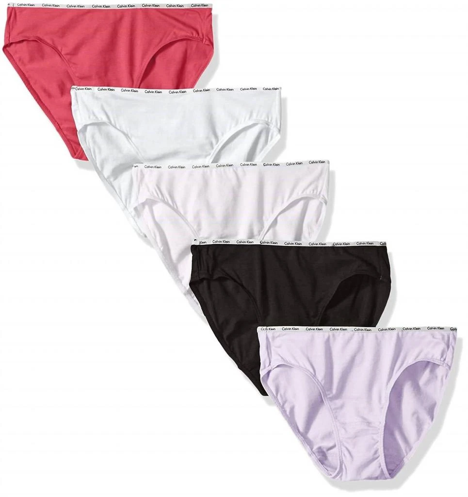 商品Calvin Klein|Women's 5 Cotton Stretch Logo Bikini Panties In Black/white/peony/tender/coast,价格¥337,第1张图片