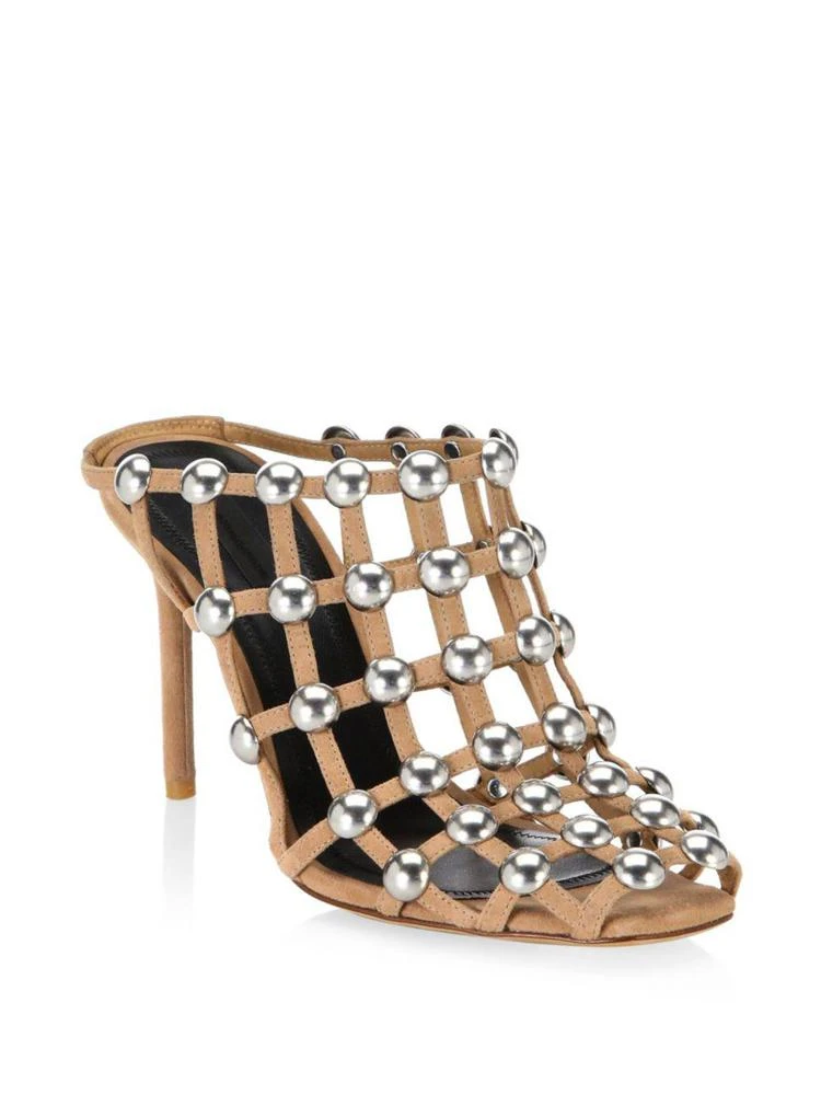 商品Alexander Wang|Sadie Studded Slip-On Suede Sandals,价格¥3425,第1张图片