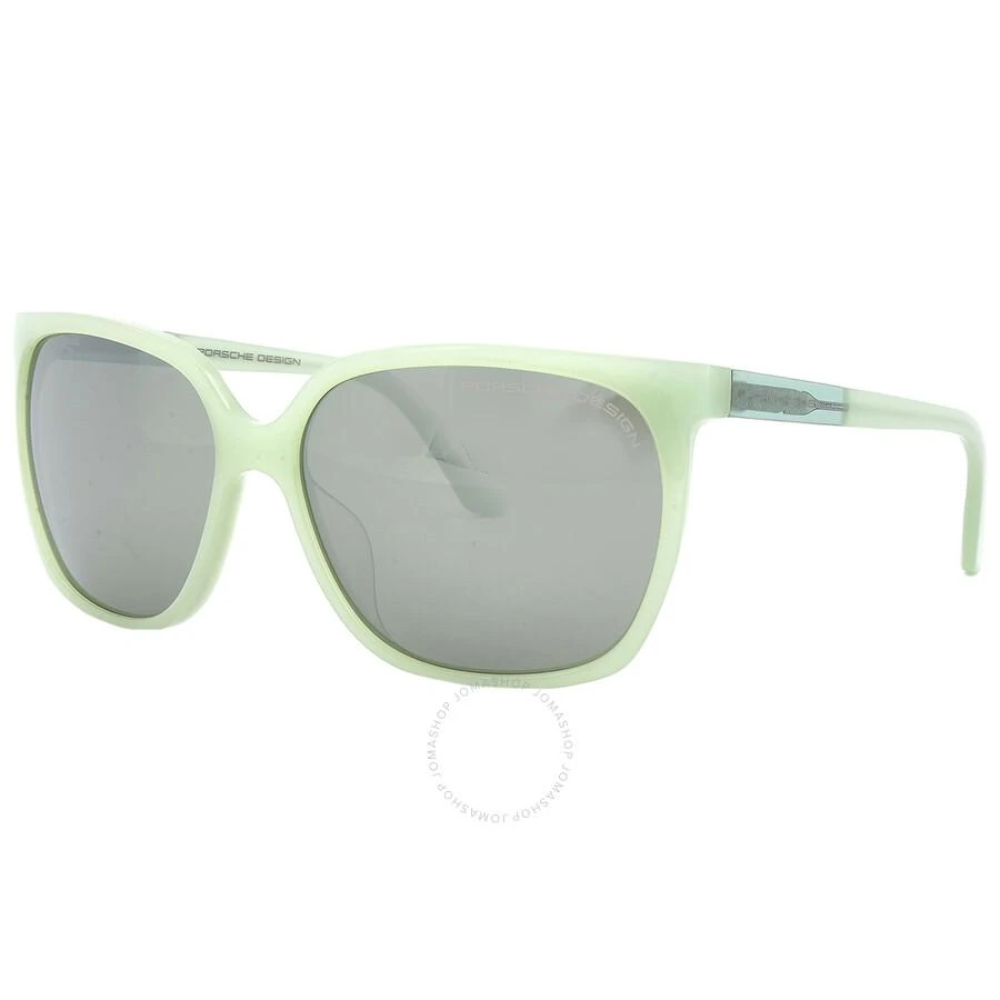 商品Porsche Design|Light Olive/Silver Mirror Square Ladies Sunglasses P8589 C 60,价格¥422,第3张图片详细描述