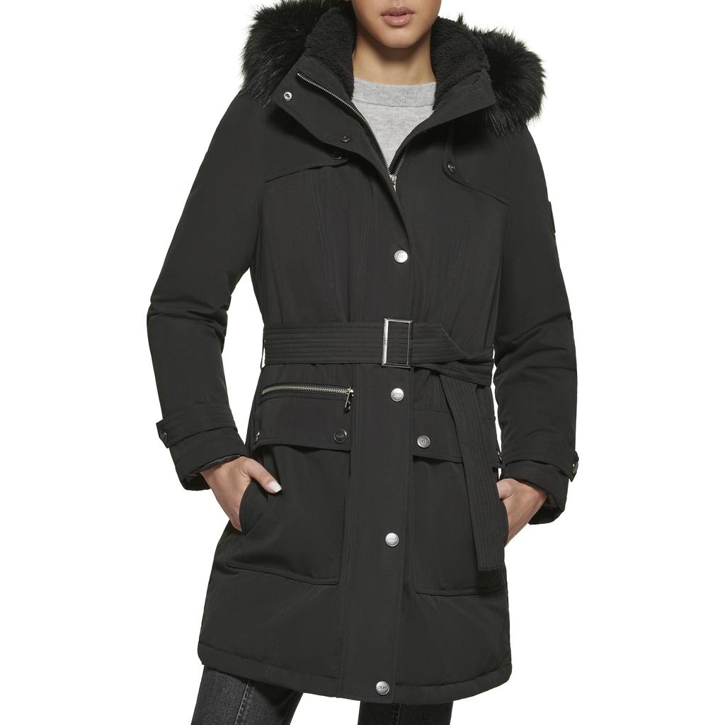 Faux Fur Hood Belted Anorak商品第1张图片规格展示