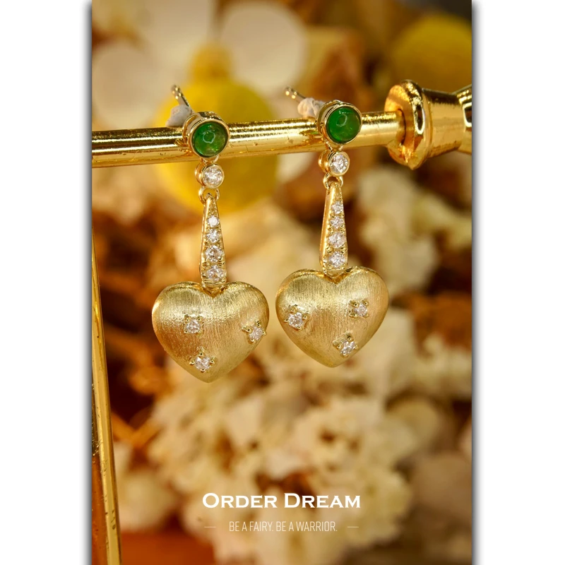 商品[国内直发] Order Dream|18K金立体拉丝桃心耳坠,价格¥4300,第1张图片