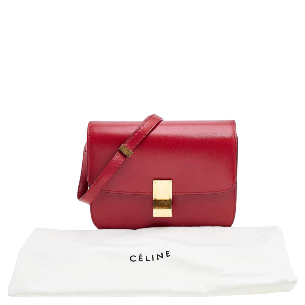 Celine Red Leather Medium Classic Box Shoulder Bag商品第9张图片规格展示