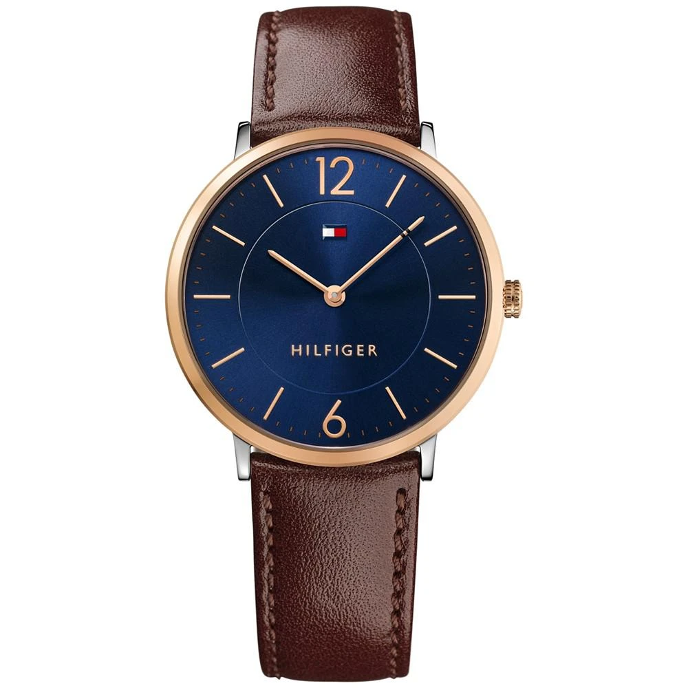 商品Tommy Hilfiger|Men's Slim Sophisticated Sport Brown Leather Strap Watch 40mm 1710354,价格¥758,第1张图片